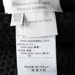 Pre Owned Ermenegildo Zegna Navy Blue Chunky Cashmere Knit Mink Lined Jacket  4XL