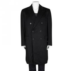 Ermenegildo Zegna Black Cashmere Double Breasted Coat 4XL