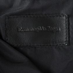 Pre Owned Ermenegildo Zegna Black Lambskin Leather Belted Jacket and Vest Set 6XL