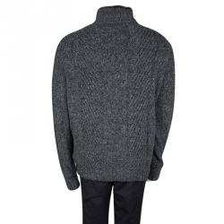 Pre Owned Ermenegildo Zegna Grey Cashmere and Mink Zip Front Jacket 5XL