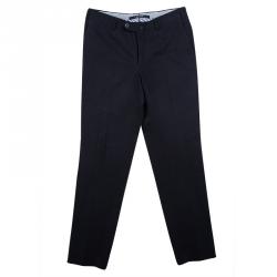 Pre Owned Ermenegildo Zegna Navy Blue Cotton Regular Fit Trousers M