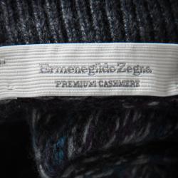 Pre Owned Ermenegildo Zegna Premium Cashmere Grey Patterned Zip Detail Sweater 4XL