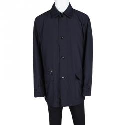 Pre Owned Ermenegildo Zegna Navy Blue Zip Front Wind Breaker Jacket 4XL