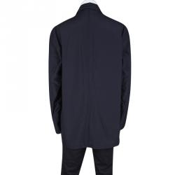Pre Owned Ermenegildo Zegna Navy Blue Zip Front Wind Breaker Jacket 4XL