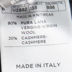 Pre Owned Ermenegildo Zegna Navy Blue Wool and Cashmere Button Front Cardigan 3XL