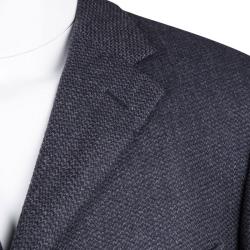 Pre Owned بليزر ايرمنيجيلدو زينيا كشمير وصوف منقوش أزرق ناعم XXL