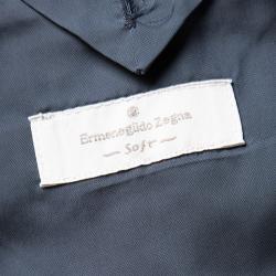 Pre Owned بليزر ايرمنيجيلدو زينيا كشمير وصوف منقوش أزرق ناعم XXL