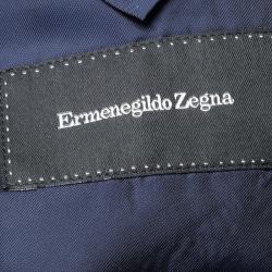 Pre Owned Ermenegildo Zegna Blue and White Houndstooth Pattern Blazer L