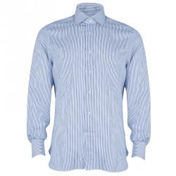 Pre Owned Ermenegildo Zegna Monochrome Pinstripe Formal Shirt M