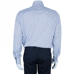 Pre Owned Ermenegildo Zegna Monochrome Pinstripe Formal Shirt M