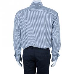 مملوكة مسبقًا Ermenegildo Zegna Men's Pinstripe Monochrome Shirt 3XL
