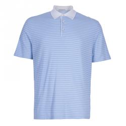 Pre Owned Ermenegildo Zegna Men's Blue Striped Polo Shirt XXL