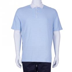 Pre Owned Ermenegildo Zegna Men's Blue Striped Polo Shirt XXL