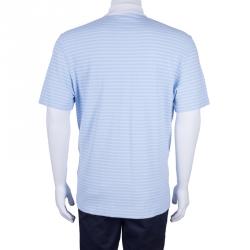 Pre Owned Ermenegildo Zegna Men's Blue Striped Polo Shirt XXL