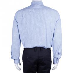 مملوكة مسبقًا Ermenegildo Zegna Mens Blue Striped Shirt L