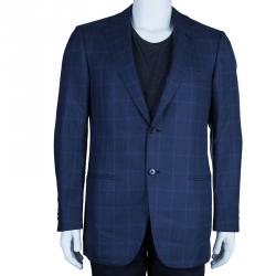 Pre Owned Ermenegildo Zegna Men's Blue Check Blazer M