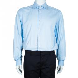 Pre Owned قميص ايرمنيجيلدو زينيا أزرق فاتح رجالي L