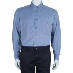مملوكة مسبقًا Ermenegildo Zegna Men's Blue Denim Shirt M