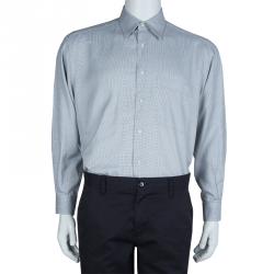 Pre Owned Ermenegildo Zegna Grey Dotted Shirt L