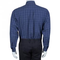 Pre Owned Ermenegildo Zegna Dark Blue Checked Shirt M