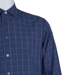 Pre Owned Ermenegildo Zegna Dark Blue Checked Shirt M