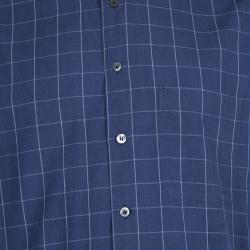 Pre Owned Ermenegildo Zegna Dark Blue Checked Shirt M