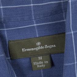 Pre Owned Ermenegildo Zegna Dark Blue Checked Shirt M