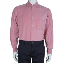 Pre Owned Ermenegildo Zegna Pink Cotton Shirt M