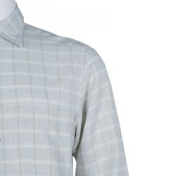 Pre Owned Ermenegildo Zegna Light Grey Checked Shirt M