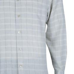Pre Owned Ermenegildo Zegna Light Grey Checked Shirt M