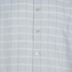 Pre Owned Ermenegildo Zegna Light Grey Checked Shirt M