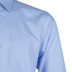 Pre Owned Ermenegildo Zegna Blue Long Sleeve Buttondown Cotton Shirt L