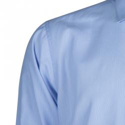 Pre Owned Ermenegildo Zegna Blue Long Sleeve Buttondown Cotton Shirt L