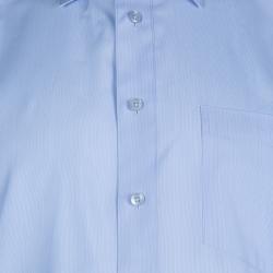 Pre Owned Ermenegildo Zegna Blue Long Sleeve Buttondown Cotton Shirt L