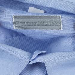 Pre Owned Ermenegildo Zegna Blue Long Sleeve Buttondown Cotton Shirt L