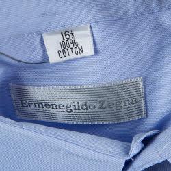 Pre Owned Ermenegildo Zegna Blue Long Sleeve Buttondown Cotton Shirt L