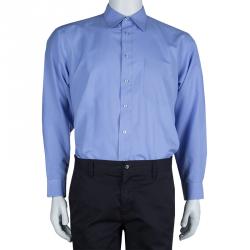 Pre Owned Ermenegildo Zegna Blue Long Sleeve Buttondown Cotton Shirt XL