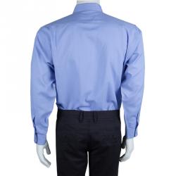 Pre Owned Ermenegildo Zegna Blue Long Sleeve Buttondown Cotton Shirt XL