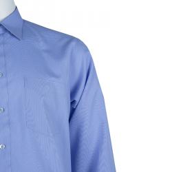 Pre Owned Ermenegildo Zegna Blue Long Sleeve Buttondown Cotton Shirt XL