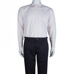 Pre Owned قميص ايرمنيجيلدو زينيا بأكمام طويلة وأزرار أمامية مخطط وردي فاتح XL