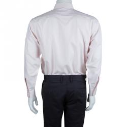 Pre Owned قميص ايرمنيجيلدو زينيا بأكمام طويلة وأزرار أمامية مخطط وردي فاتح XL