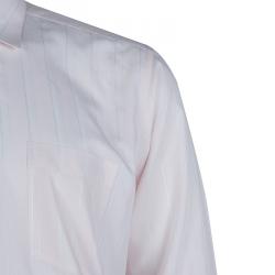 Pre Owned قميص ايرمنيجيلدو زينيا بأكمام طويلة وأزرار أمامية مخطط وردي فاتح XL