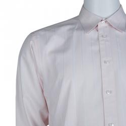 Pre Owned قميص ايرمنيجيلدو زينيا بأكمام طويلة وأزرار أمامية مخطط وردي فاتح XL