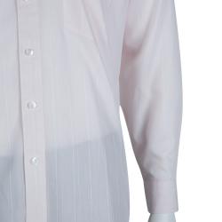 Pre Owned قميص ايرمنيجيلدو زينيا بأكمام طويلة وأزرار أمامية مخطط وردي فاتح XL