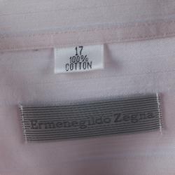 Pre Owned قميص ايرمنيجيلدو زينيا بأكمام طويلة وأزرار أمامية مخطط وردي فاتح XL