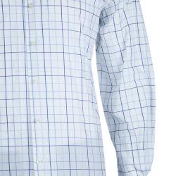 Pre Owned قميص ايرمنيجيلدو زينيا قطن كاروهات أبيض وأزرق بأكمام طويلة وأزرار أمامية XL