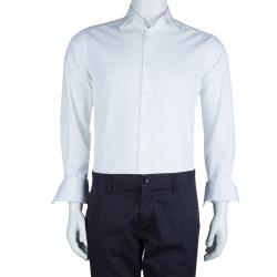 Pre Owned قميص ايرمنيجيلدو زينيا قطن أبيض بأكمام طويلة وأزرار أمامية S