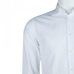 Pre Owned قميص ايرمنيجيلدو زينيا قطن أبيض بأكمام طويلة وأزرار أمامية S