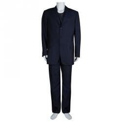 Ermenegildo Zegna Navy Blue Striped Pant Suit L