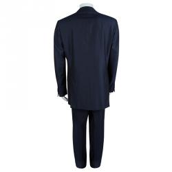 Ermenegildo Zegna Navy Blue Striped Pant Suit L